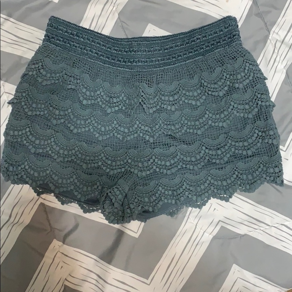 Blue/gray lace shorts
